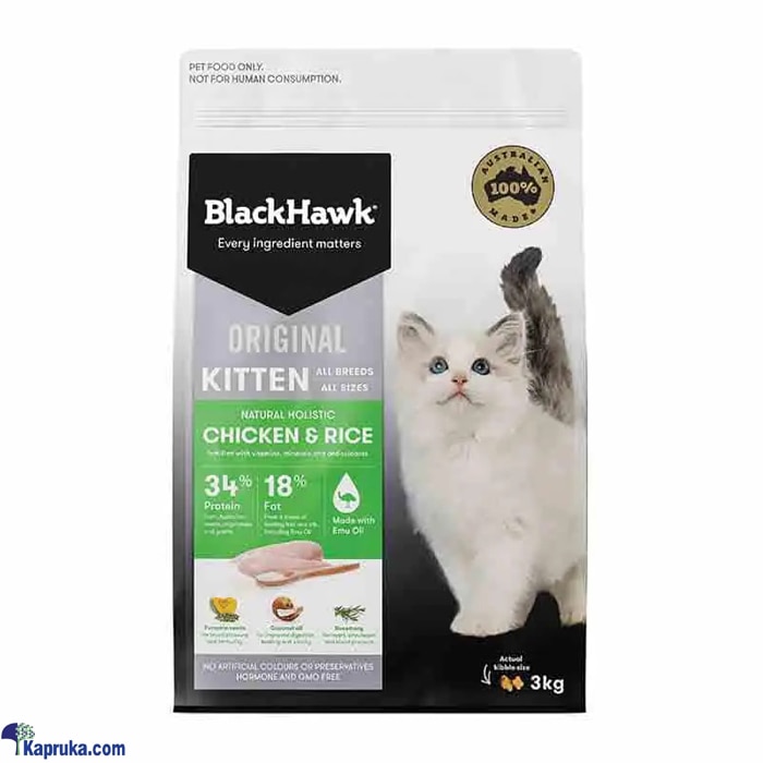 Black Hawk Kitten Food Chicken And Rice 3kg Online at Kapruka | Product# petcare00172