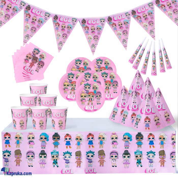 7 In 1 LOL Surprise Birthday Decorations With 6 Pates, Cups, Hats Napkins, Flags, Whistles And Table Cloth- AJ0499 Online at Kapruka | Product# partyP00199