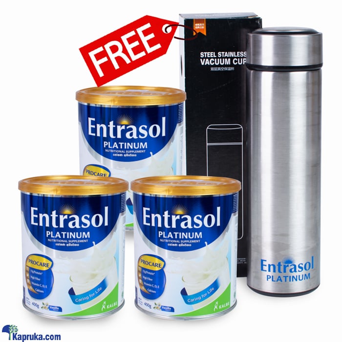 Three Entrasol Platinum Nutritional Supplement- 400g With Free Steel Stainless Steel Vacuum Flask Online at Kapruka | Product# grocery002728