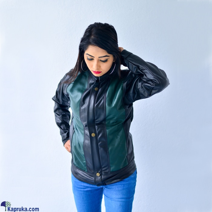 Unisex Riding Leather Jacket Black And Green - Slim Fit - Small Online at Kapruka | Product# automobile00499_TC1