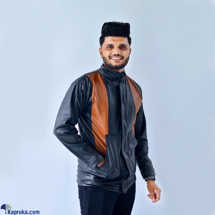 Unisex Riding Leather Jacket Black And Brown - Slim Fit - Large Online at Kapruka | Product# automobile00501_TC3