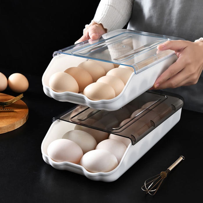 New Egg Storage Box Rolling Drawer- Type Refrigerator Egg Box Fresh- Keeping Box Kitchen Automatic Egg- Rolling Compartment Holder Online at Kapruka | Product# household00693