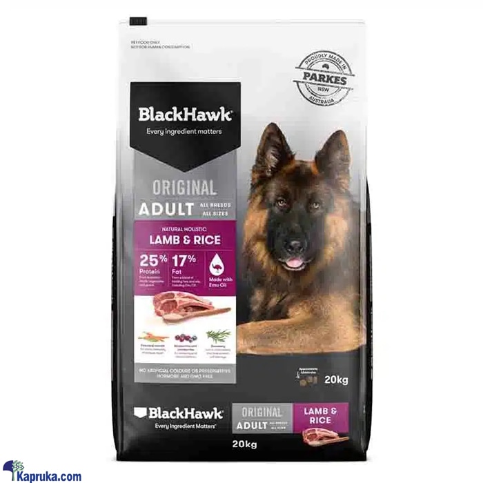Black Hawk Dog Food Adult Lamb And Rice 20kg - SKU_BH205 Online at Kapruka | Product# petcare00236