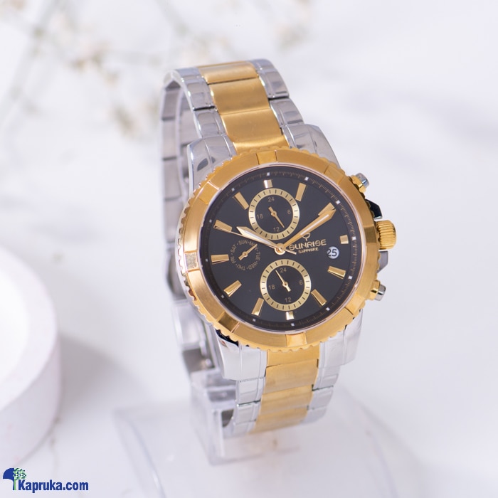 Sunrise Sapphire Glass Gent's Gold And Silver Watch Online at Kapruka | Product# jewelleryW001254