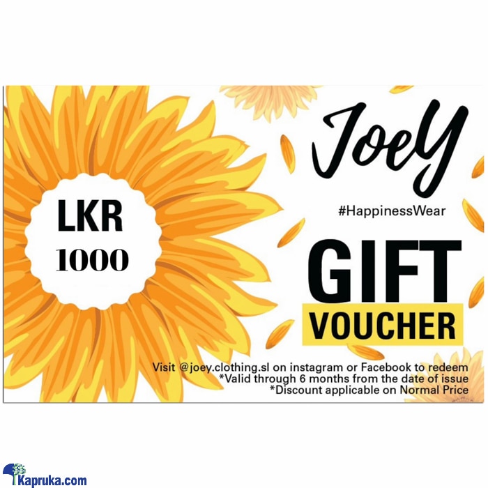 JOEY GIFT VOUCHERS JOEY GIFT VOUCHER - 2000 Online at Kapruka | Product# giftV00Z207_TC2