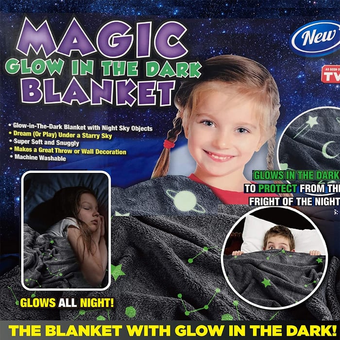 Magic Glow In The Dark Blanket Throw With Star Sky Objects Super Soft Snuggly Fluffy 50' X 60' Online at Kapruka | Product# household00807