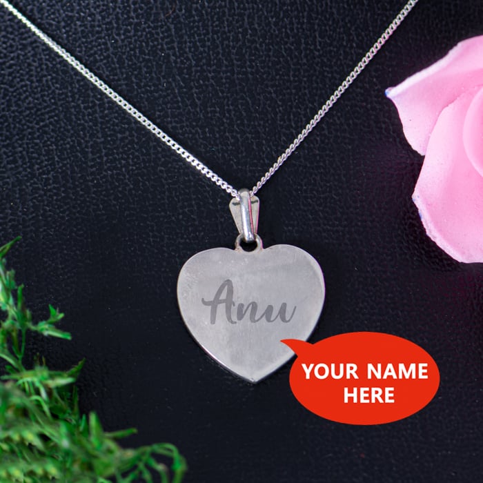 Customize Heart Shape Sterling Silver Pendant With Sterling Silver Chain Online at Kapruka | Product# fashion003243