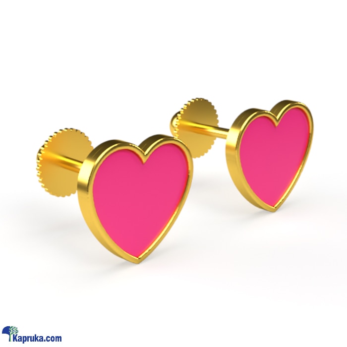 Twinkle Jewels Pink Heart Earrings- 18KT Solid Gold TJ014 Online at Kapruka | Product# jewelleryTJ014