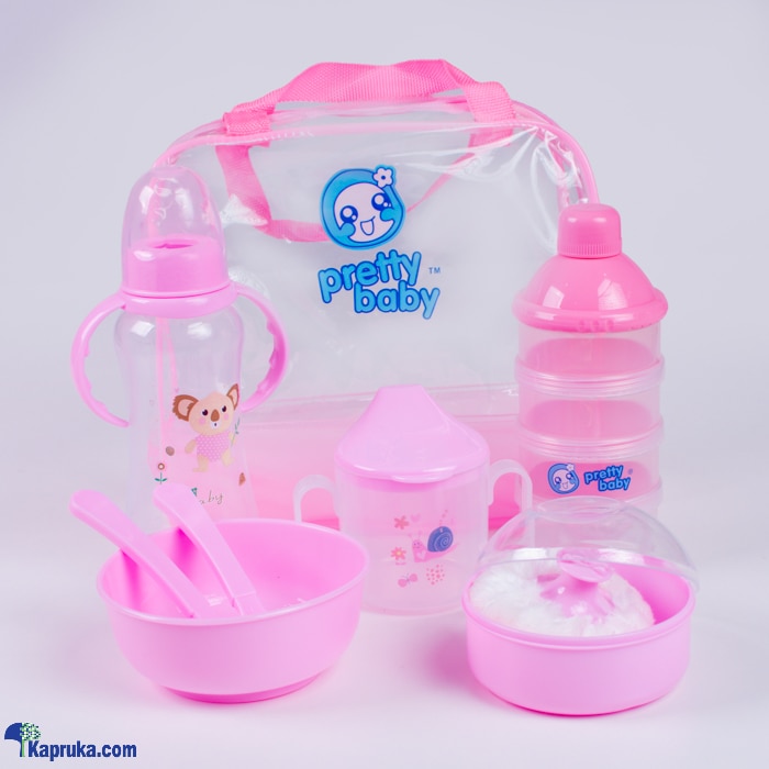 Pretty Baby Pack - Bottle- Food Container - Spoon & Folk- Powder Puff - Feeding Cup Pink Online at Kapruka | Product# babypack00813_TC1