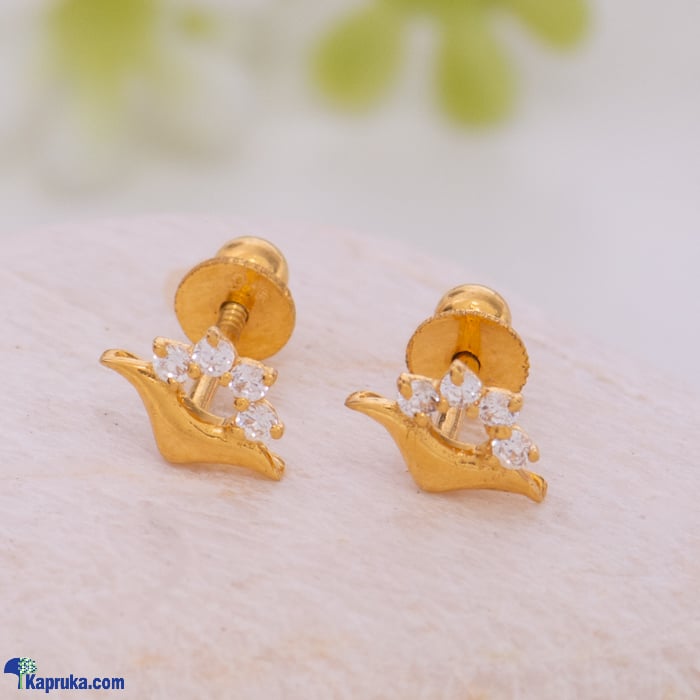 Mallika hemachandra 22kt gold ear stud set with cubic zirconia.(e1137/1) Online at Kapruka | Product# jewelleryMH00154