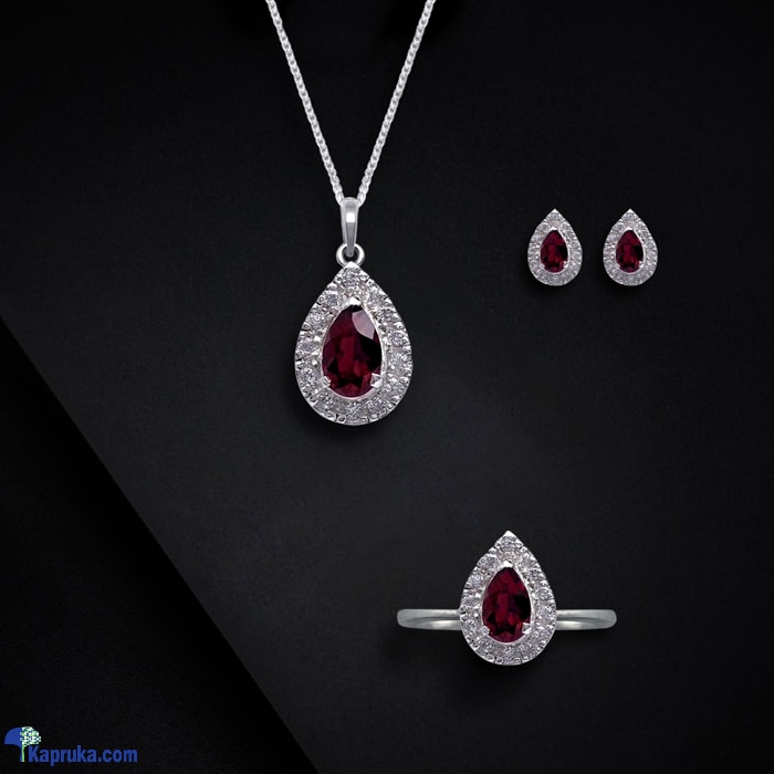 Tash Gem And Jewellery Red Garnet Pear Set TS- KA14 Online at Kapruka | Product# jewelleryTGJ017
