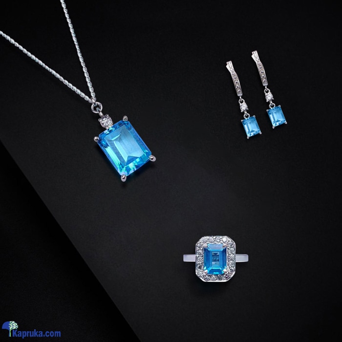 Tash Gem And Jewellery Blue Topaz Square Set Online at Kapruka | Product# jewelleryTGJ015