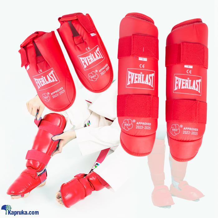 EVERLAST MMA Martial Arts Shin Guards ? Padded, Adjustable Muay Thai Leg Guards With Instep Protection - Red Colour - Medium Online at Kapruka | Product# sportsItem00286_TC2