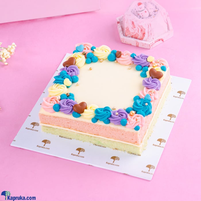 Square Elegance Ribbon Cake 2kg Online at Kapruka | Product# cake00KA001519_TC3