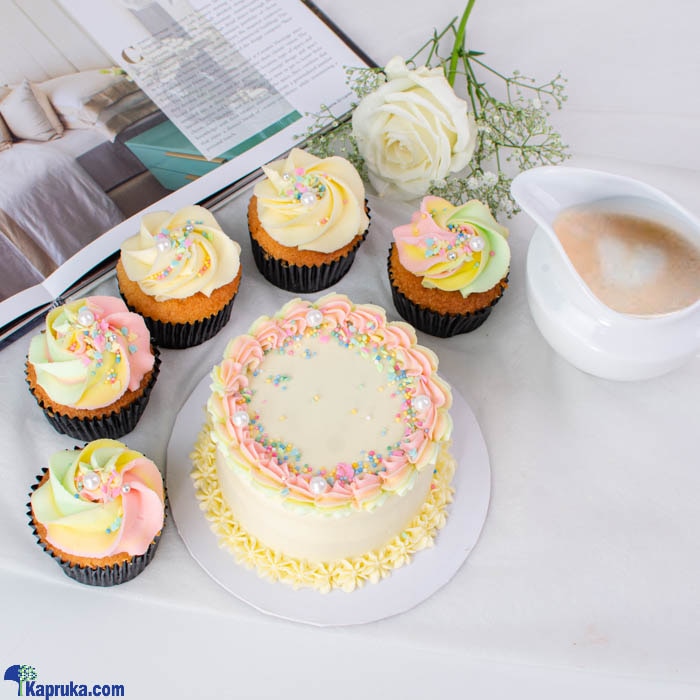 Sweet Ribboned Surprise - Ribbon Mini , Bento Cake With Cupcakes Online at Kapruka | Product# cake00KA001543