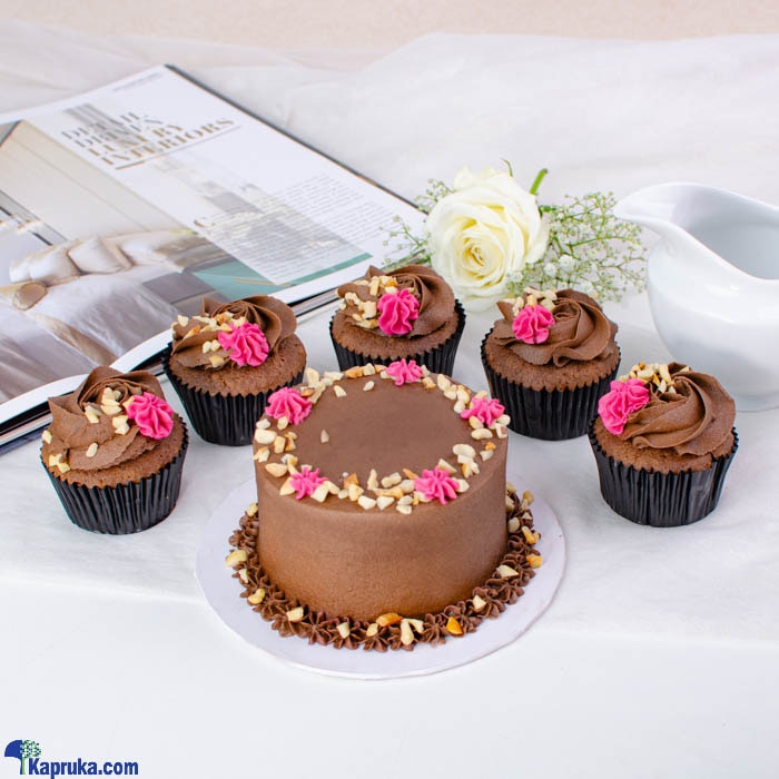 Divine Chocolate Delight- Chocolate Mini,bento Cake With Cupcakes Online at Kapruka | Product# cake00KA001545