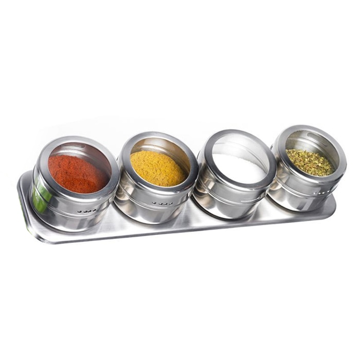 Stainless Steel Multipurpose 4 Pieces Magnetic Spice Rack Online at Kapruka | Product# household00988