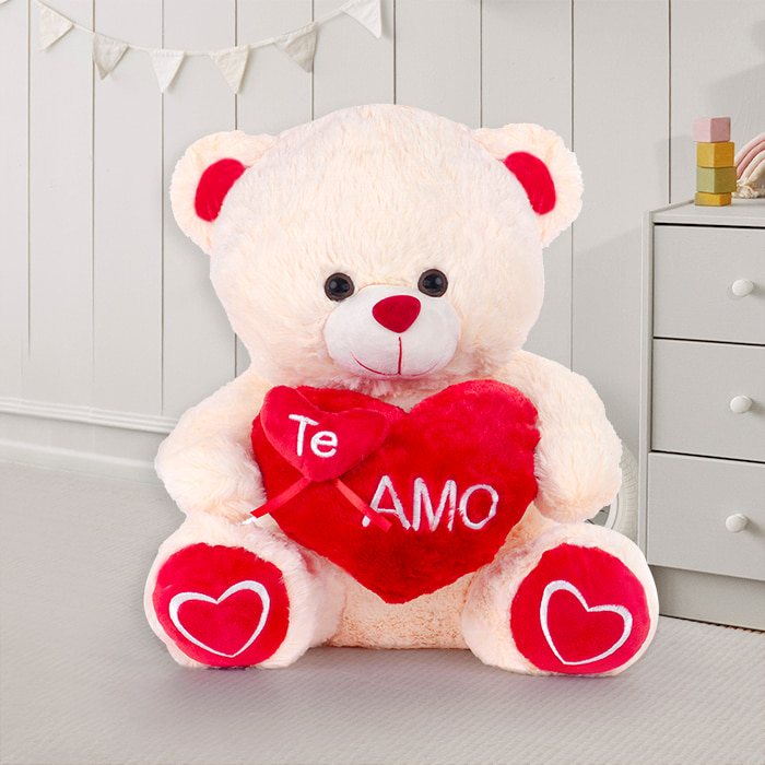 Heartfelt Teddy - 1.3 Ft Teddy With Red Hearts Online at Kapruka | Product# softtoy00937