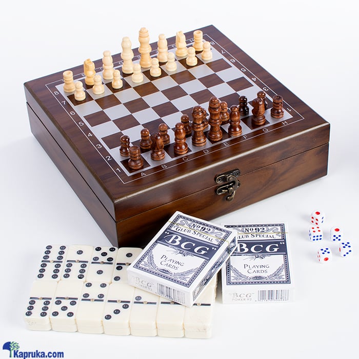 4 In 1 Wooden Chess Set - Cards, Dice And Domino Board Game With Folding Carry Case - Travel Chessboard - Perfect Travel Companion For Children And Ad Online at Kapruka | Product# kidstoy0Z1525
