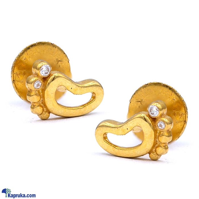 RAJA JEWELLERS 22K GOLD EAR STUD SET WITH 0.027CT ROUND H3- D- 3044A Online at Kapruka | Product# jewelleryRJ0132