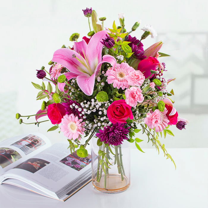 Pretty In Pink Medley Vase Online at Kapruka | Product# flowers00T1523