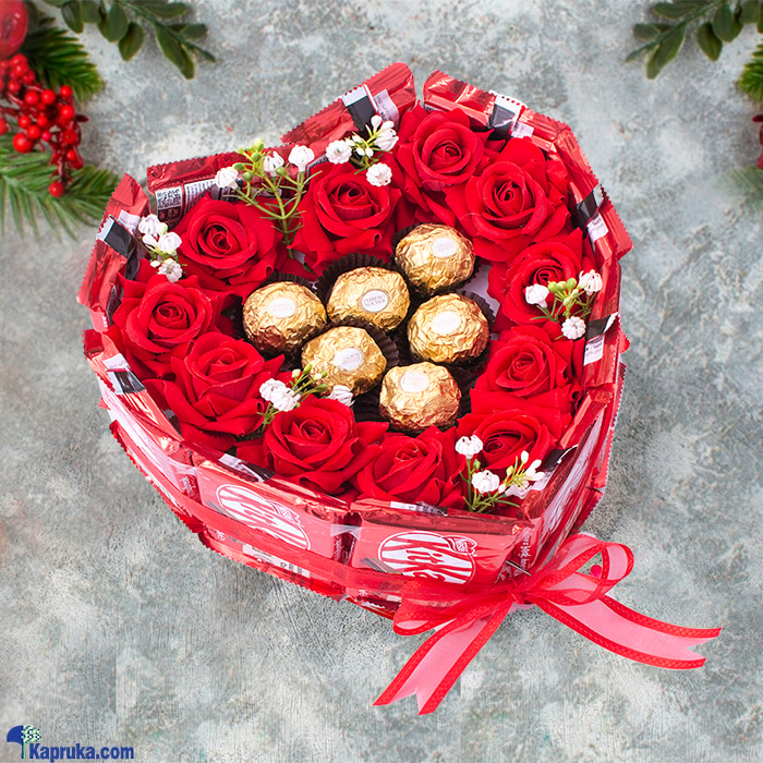 Roses Choco Bliss Heart Online at Kapruka | Product# combochg91