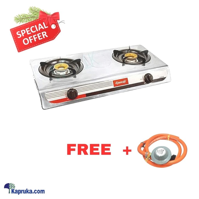 Two Burner Gas Cooker With Free Gas Regulator Set Online at Kapruka | Product# elec00A5611