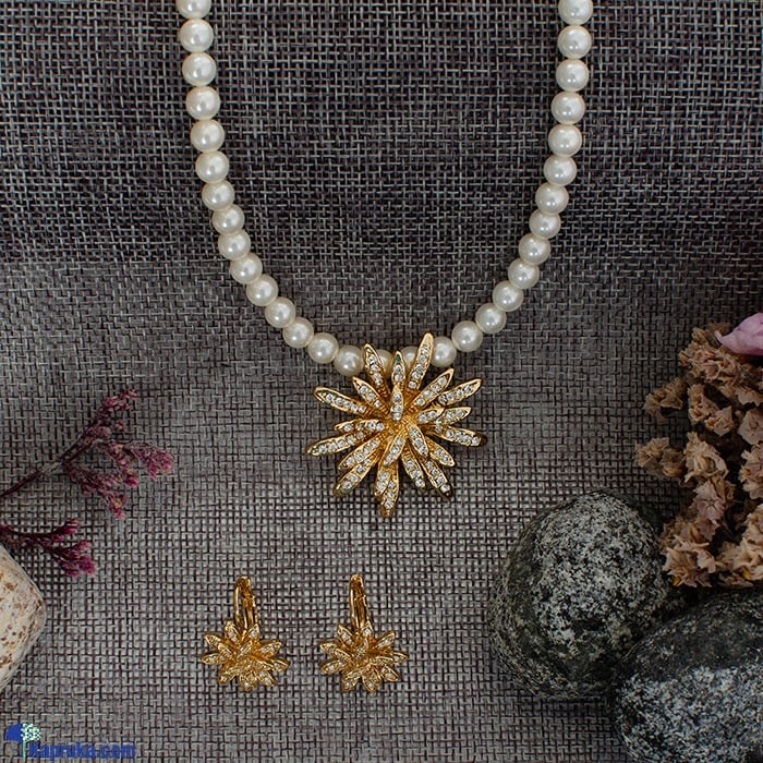 STONE N STRING CRYSTAL SHELL PEARL NECKLACE SET - E04335 Online at Kapruka | Product# stoneNS0450