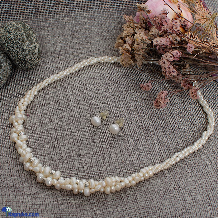 STONE N STRING FRESH WATER PEARL NECKLACE AND EARRINGS - SN2521 AND SE1429 Online at Kapruka | Product# stoneNS0463