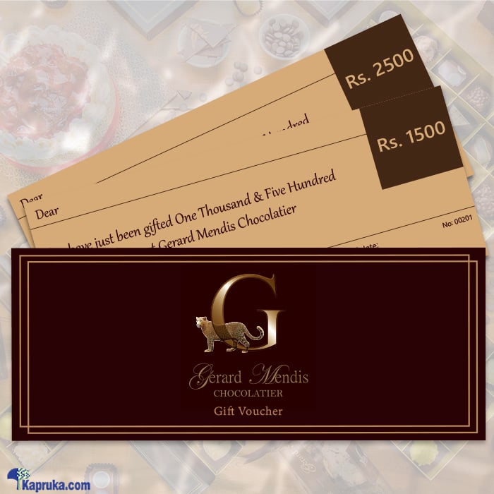 Gerard Mendis Chocolatier Gift Vouchers 1500 Online at Kapruka | Product# giftV00Z222_TC1