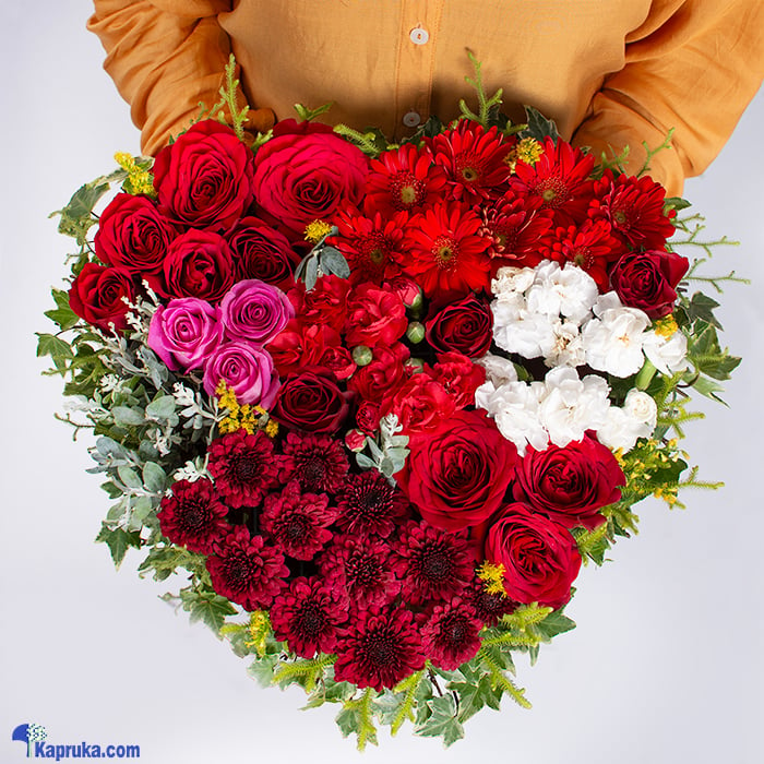 Whispers Of Love Heart Shape Arrangement Online at Kapruka | Product# flowers00T1559