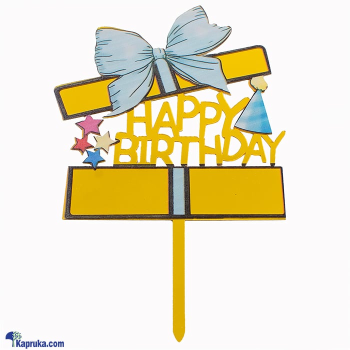 Happy Birthday Cake Topper With Bow Online at Kapruka | Product# partyP00204
