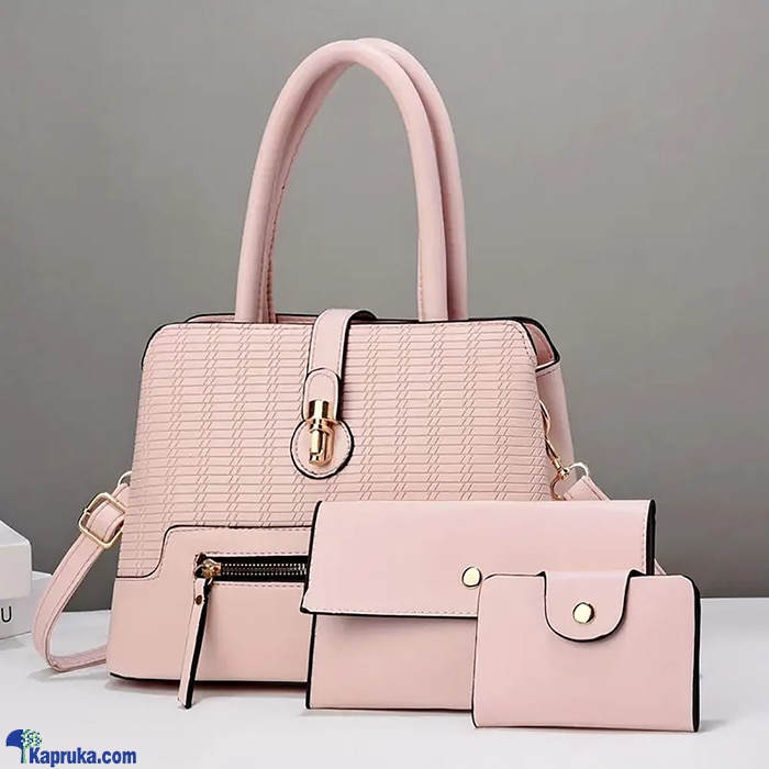 SHOULDER BAG TOP HANDLE SATCHEL BAGS PURSE SET 3PCS- PINK Online at Kapruka | Product# fashion0010189