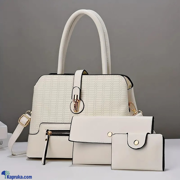 SHOULDER BAG TOP HANDLE SATCHEL BAGS PURSE SET 3PCS- WHITE Online at Kapruka | Product# fashion0010191