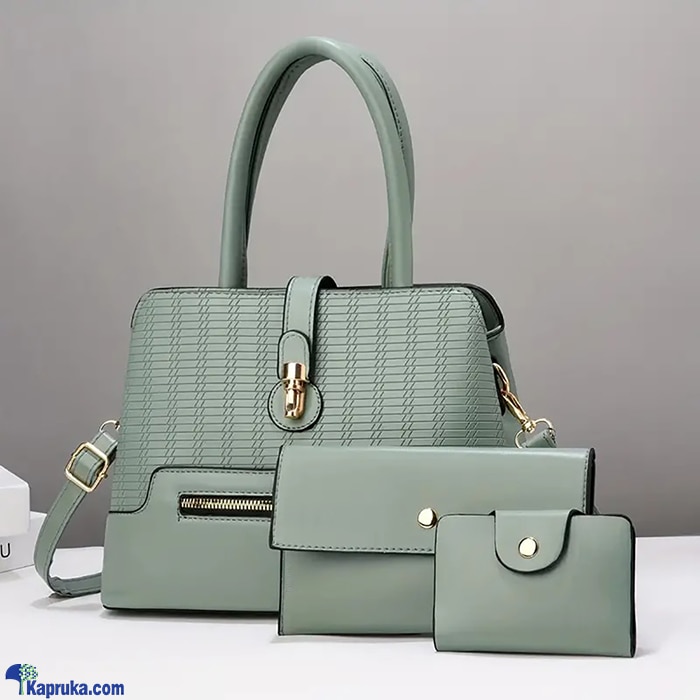 SHOULDER BAG TOP HANDLE SATCHEL BAGS PURSE SET 3PCS- OLIVE GREEN Online at Kapruka | Product# fashion0010194