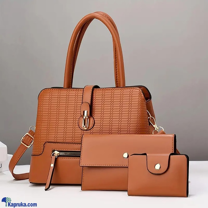 SHOULDER BAG TOP HANDLE SATCHEL BAGS PURSE SET 3PCS- BROWN Online at Kapruka | Product# fashion0010193