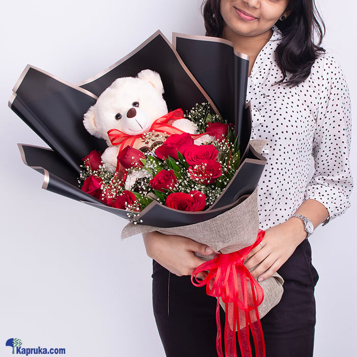 Sweetheart Teddy Rose Bouquet Online at Kapruka | Product# flowers00T1582