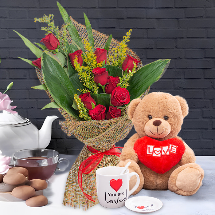 Cherished Roses And Love Set Online at Kapruka | Product# combotefl1