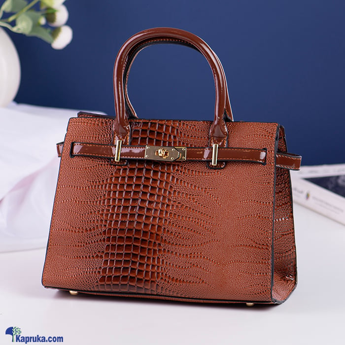 Stylish Crocodile Motif Handbag - Brown Online at Kapruka | Product# fashion0010231