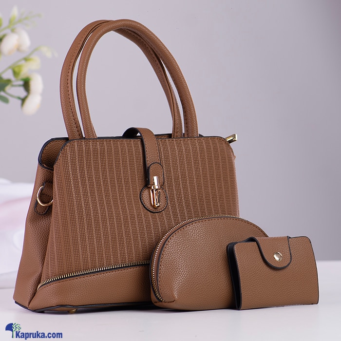 Satchel Trio Handbag 3PCS - Dark Brown Online at Kapruka | Product# fashion0010234