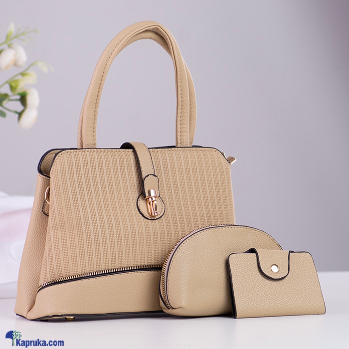 Satchel Trio Handbag 3PCS - Beige Online at Kapruka | Product# fashion0010244