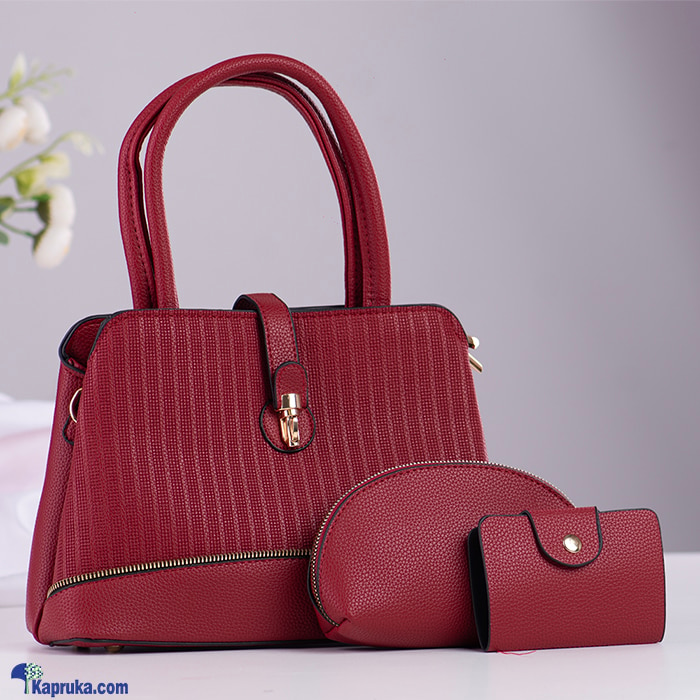 Satchel Trio Hand Bag 3PCS - Red Online at Kapruka | Product# fashion0010233