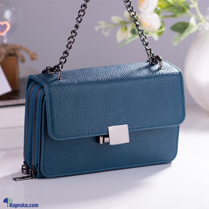 Small Handbag With Chain Handle - Blue Online at Kapruka | Product# fashion0010319