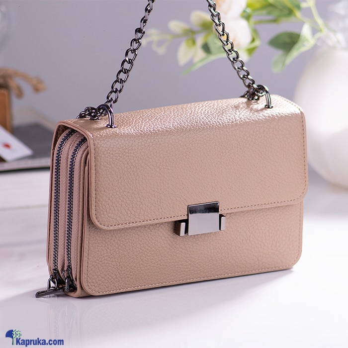 Small Handbag With Chain Handle - Beige Online at Kapruka | Product# fashion0010313