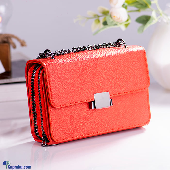 Small Handbag With Chain Handle - Orange Online at Kapruka | Product# fashion0010310