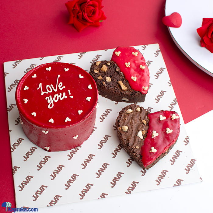 Java Valentine's Delight Red Velvet Bento Cake With 2 Brownies Online at Kapruka | Product# cakeJAVA00231