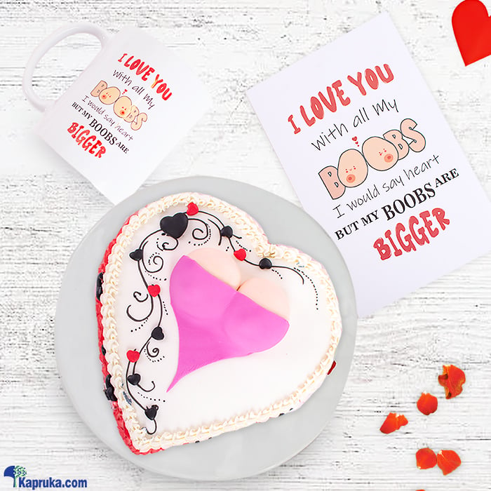 Boobylicious Cake With Greeting Card And Mug Online at Kapruka | Product# cake00KA001609