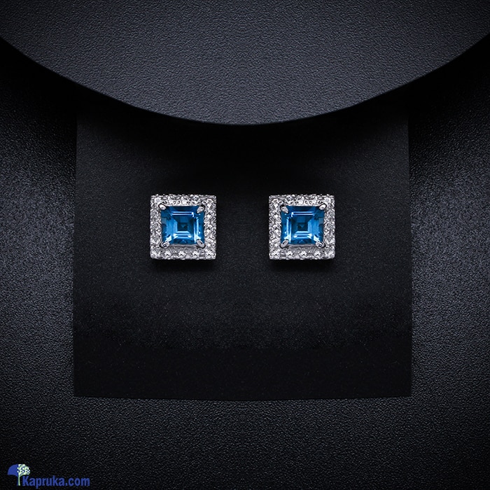 TASH GEM AND JEWELLERY Square Blue Topaz Cluster Earrings TS- KA48 Online at Kapruka | Product# jewelleryTGJ048