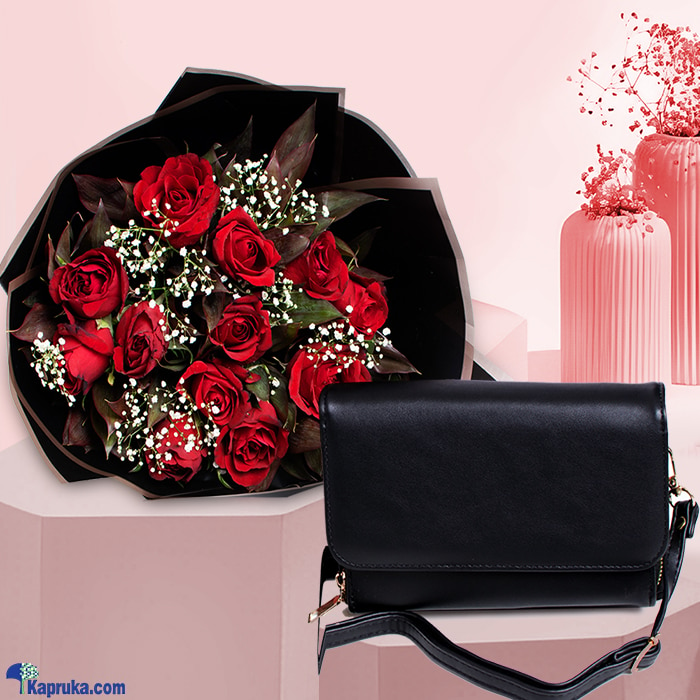 Red Rose Glamour Pack - 12 Red Rose Boquet With Handbag Online at Kapruka | Product# combogifl3