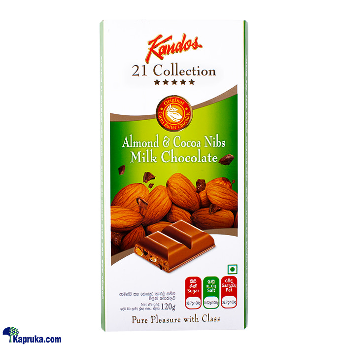 Kandos 21 Collection Five Star - Almond And Cocoa Nibs Milk Chocolate 120g Online at Kapruka | Product# chocolates001655